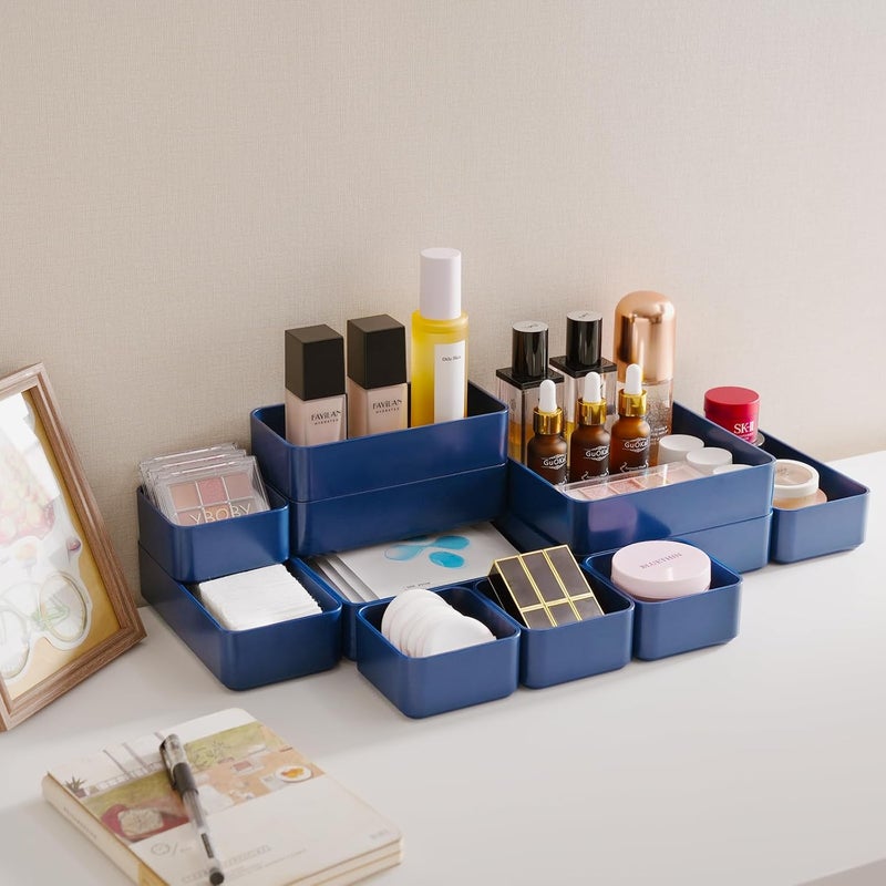 CHANCETSUI 11-Piece Stackable Drawer Organizer Set, Multi-size Desk Drawer Organizer Trays Vanity Storage Bins for Storing Makeup, Stationery, Utensils in Bathroom Dresser, Office and Kitchen - Image 5